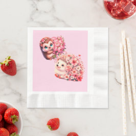 Hedgehog Baby Shower Napkins for Girl | Cute Pink  Servet