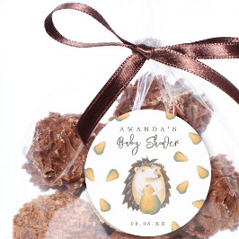 Hedgehog Baby shower Ronde Sticker