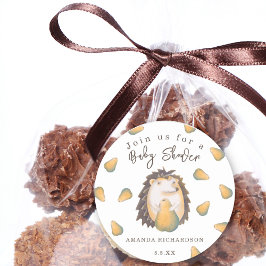 Hedgehog Baby shower Ronde Sticker