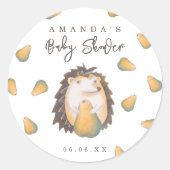 Hedgehog Baby shower Ronde Sticker (Voorkant)