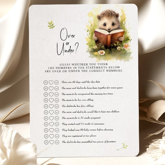 Hedgehog Baby shower spel over of onder? Kaart