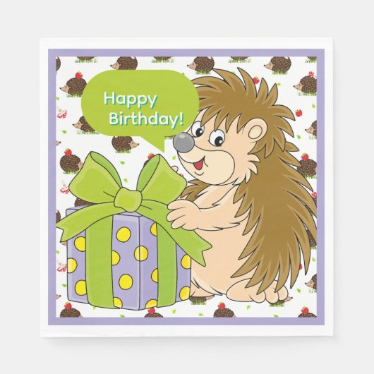 Hedgehog Birthday Servet (Voorkant)