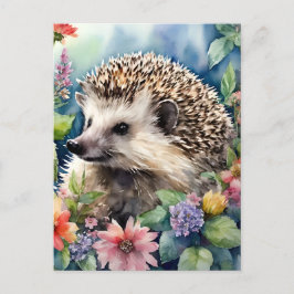 Hedgehog Bloemen Waterverf Briefkaart