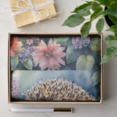 Hedgehog Bloemen Waterverf Portret Tissuepapier (Geschenk)