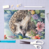 Hedgehog Bloemen Waterverf Portret Tissuepapier (Craft)