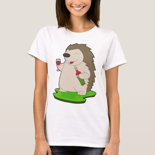 Hedgehog Bottle Red wine T-shirt (Voorkant)