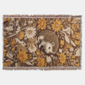 Hedgehog Brown Floral William Morris Geïnspireerd Deken (Voorkant)