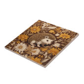 Hedgehog Brown Floral William Morris Geïnspireerd Tegeltje (Zijkant)