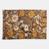 Hedgehog Brown Floral William Morris Geïnspireerd Theedoek (Horizontaal)