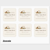 Hedgehog Butterfly Mushroom Baby shower Boek Vierkante Sticker (Vel)