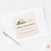 Hedgehog Butterfly Mushroom Baby shower Boek Vierkante Sticker (Envelop)