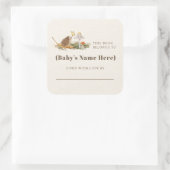 Hedgehog Butterfly Mushroom Baby shower Boek Vierkante Sticker (Tas)