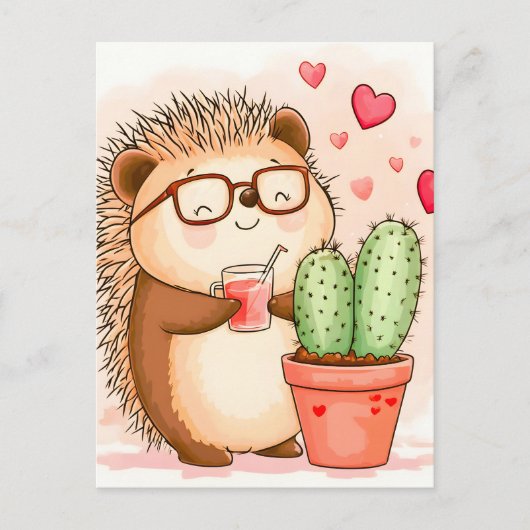 Hedgehog Cactus Cheers Waterverf Aankondigingskaart (Voorkant)