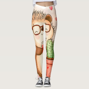 Hedgehog Cactus Cheers Waterverf Leggings