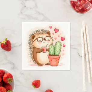 Hedgehog Cactus Cheers Waterverf Servet