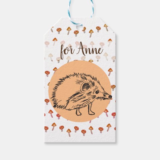 Hedgehog Champignons Leuk Gift Label Cadeaulabel (Voorkant)