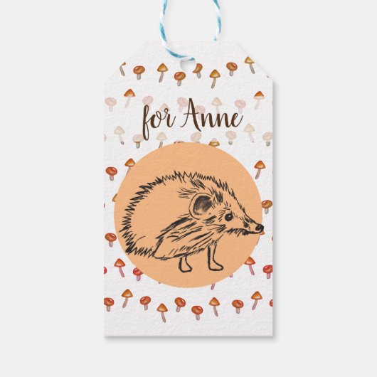 Hedgehog Champignons Leuk Gift Label Cadeaulabel (Achterkant)