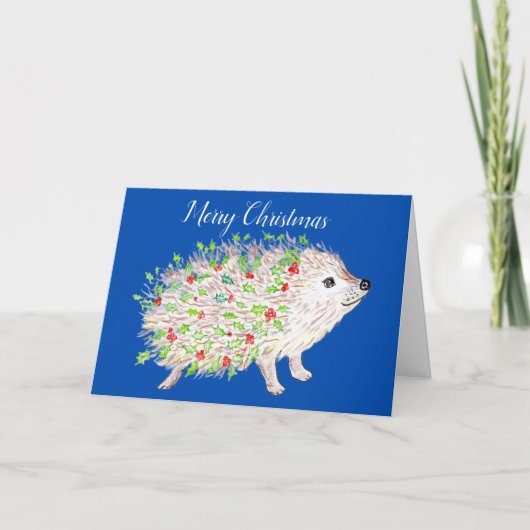 Hedgehog Christmas Card Bedankkaart (Voorkant)