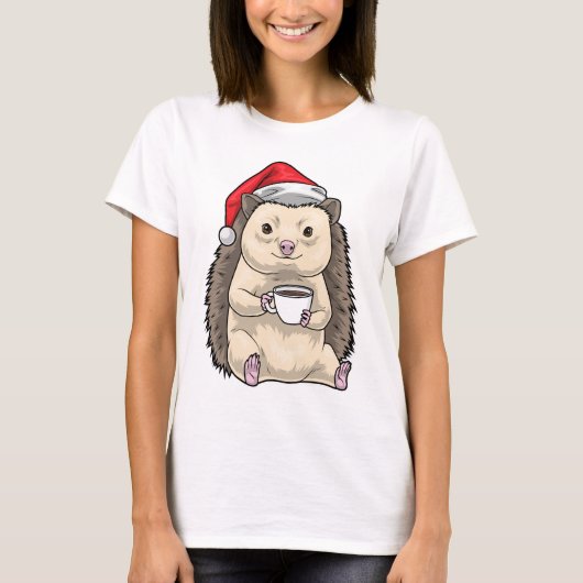 Hedgehog Christmas Coffee T-shirt (Voorkant)