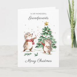 Hedgehog Christmas Grandparents  Kaart