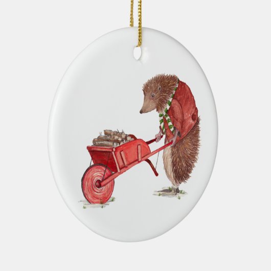 Hedgehog Christmas House Keramisch Ornament (Rechts)