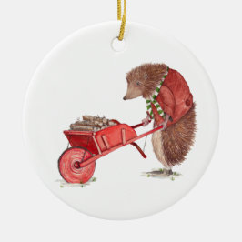 Hedgehog Christmas House Keramisch Ornament