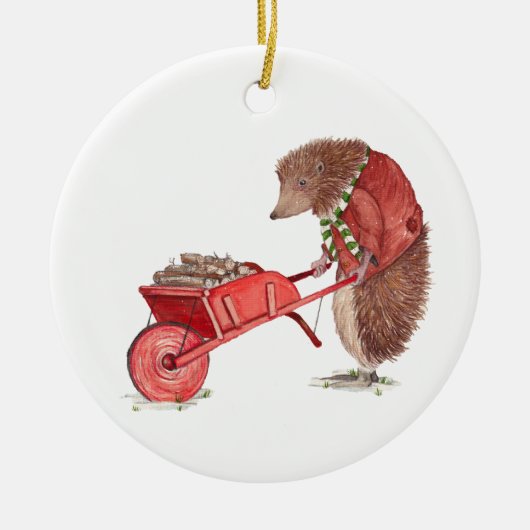 Hedgehog Christmas House Keramisch Ornament (Voorkant)