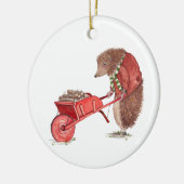 Hedgehog Christmas House Keramisch Ornament (Links)