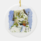 Hedgehog Christmas House Keramisch Ornament (Achterkant)
