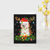 Hedgehog Christmas Lights Reindeer Santa Hat Adult Kaart (Gele Bloem)