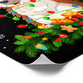 Hedgehog Christmas Lights Reindeer Santa Hat Adult Poster (Hoek)