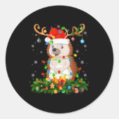 Hedgehog Christmas Lights Reindeer Santa Hat Adult Ronde Sticker (Voorkant)