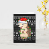 Hedgehog Christmas Lights Ugly Sweater Funny Santa Kaart (Gele Bloem)