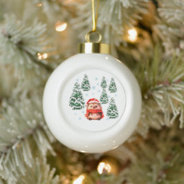 Hedgehog Christmas Ornament, Santa Hat Snowflake, Keramische Bal Ornament