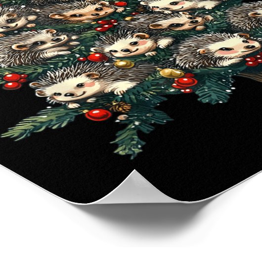 Hedgehog Christmas Tree Funny Hedgehog Xmas  Poster (Hoek)