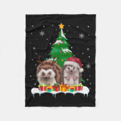 Hedgehog Christmas Tree Lights Santa Reindeer Xmas Fleece Deken (Voorkant)