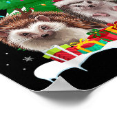 Hedgehog Christmas Tree Lights Santa Reindeer Xmas Poster (Hoek)