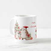 Hedgehog Christmas Tree Presents Mug Koffiemok (Voorkant links)