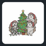 Hedgehog Christmas Tree Vierkante Sticker<br><div class="desc">This Hedgehog Christmas Tree design makes a great gift for a Hedgehog owner. It features heeft Hedgehog als illustratie.</div>