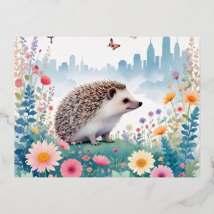 Hedgehog  Dierlijke Natuur Milieu Decor Folie Feestdagen Briefkaart