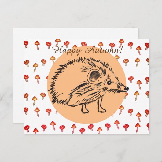Hedgehog Drawing Custom Briefkaart (Voorkant / Achterkant)