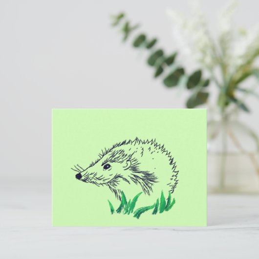 Hedgehog Drawing Custom Briefkaart (Staand voorkant)