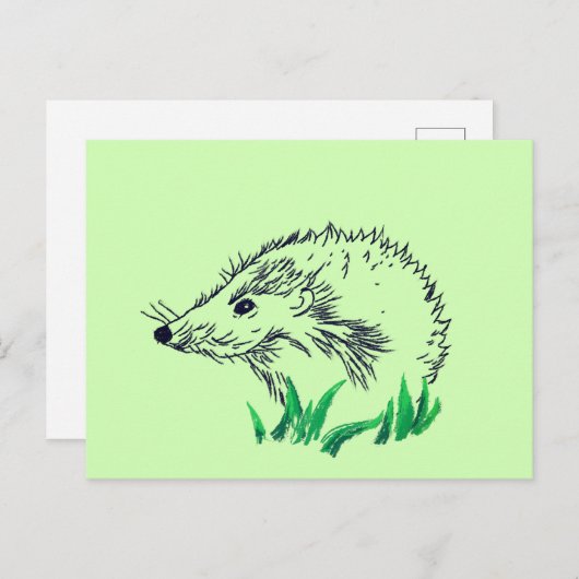 Hedgehog Drawing Custom Briefkaart (Voorkant / Achterkant)