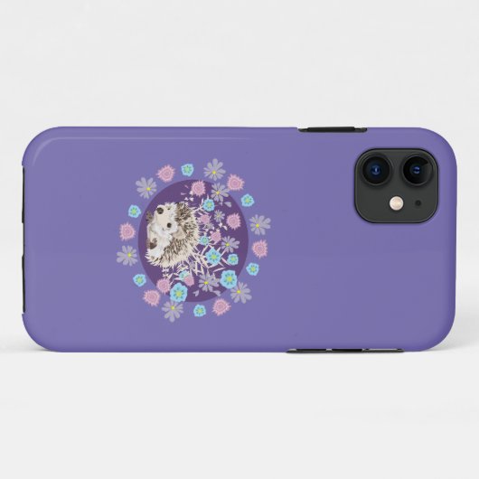 Hedgehog en bloemen Case-Mate iPhone case (Achterkant (horizontaal))
