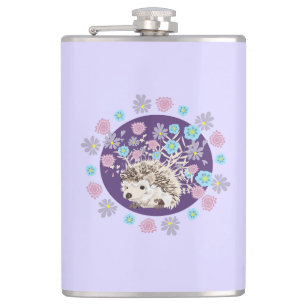 Hedgehog en bloemen heupfles