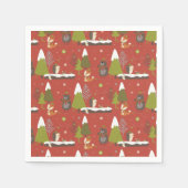 Hedgehog en Winter Beer Kerst Servet (Voorkant)