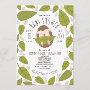 Hedgehog Falling verlaat Woodland Baby shower Kaart