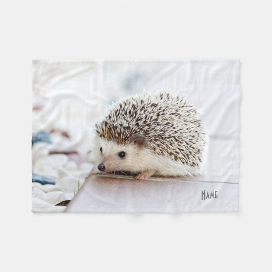 Hedgehog Fleece Deken - Gepersonaliseerd met naam (Voorkant (Horizontaal))
