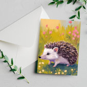 Hedgehog Floral Field Animal Painting Briefkaart