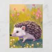 Hedgehog Floral Field Animal Painting Briefkaart (Voorkant)